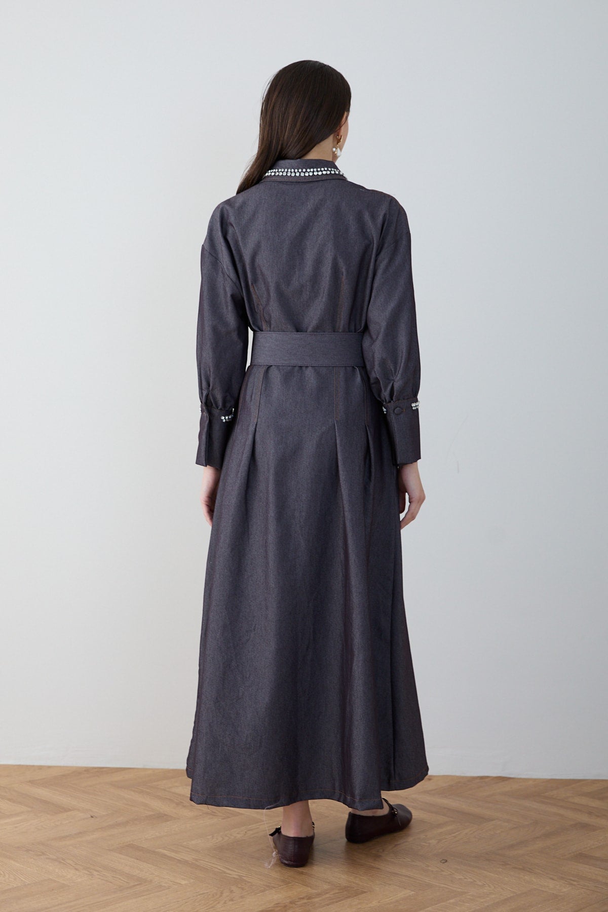 Taşlı Denim Elbise 32-2797