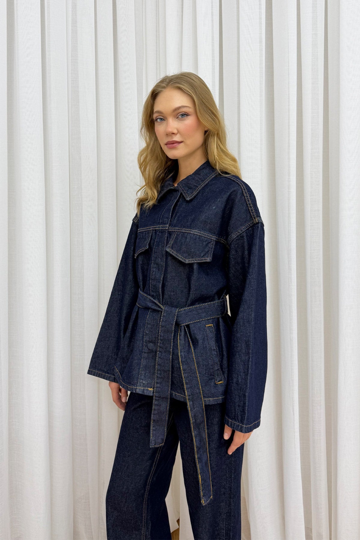 Bağlamalı Denim Takım 86-0275