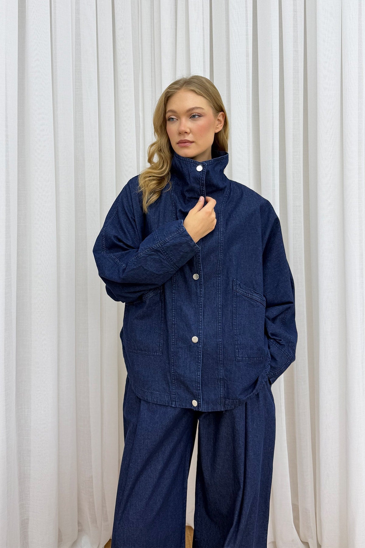 Çıtçıtlı Denim Takım 85-964