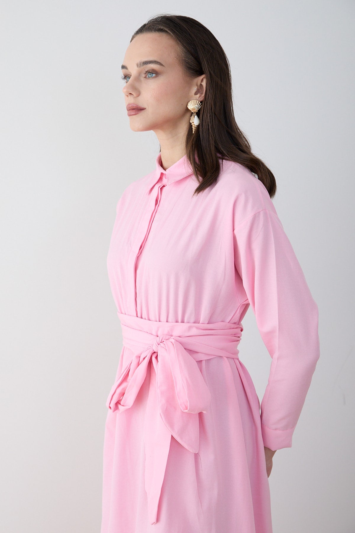 Kuşaklı Poplin Elbise 68-6302
