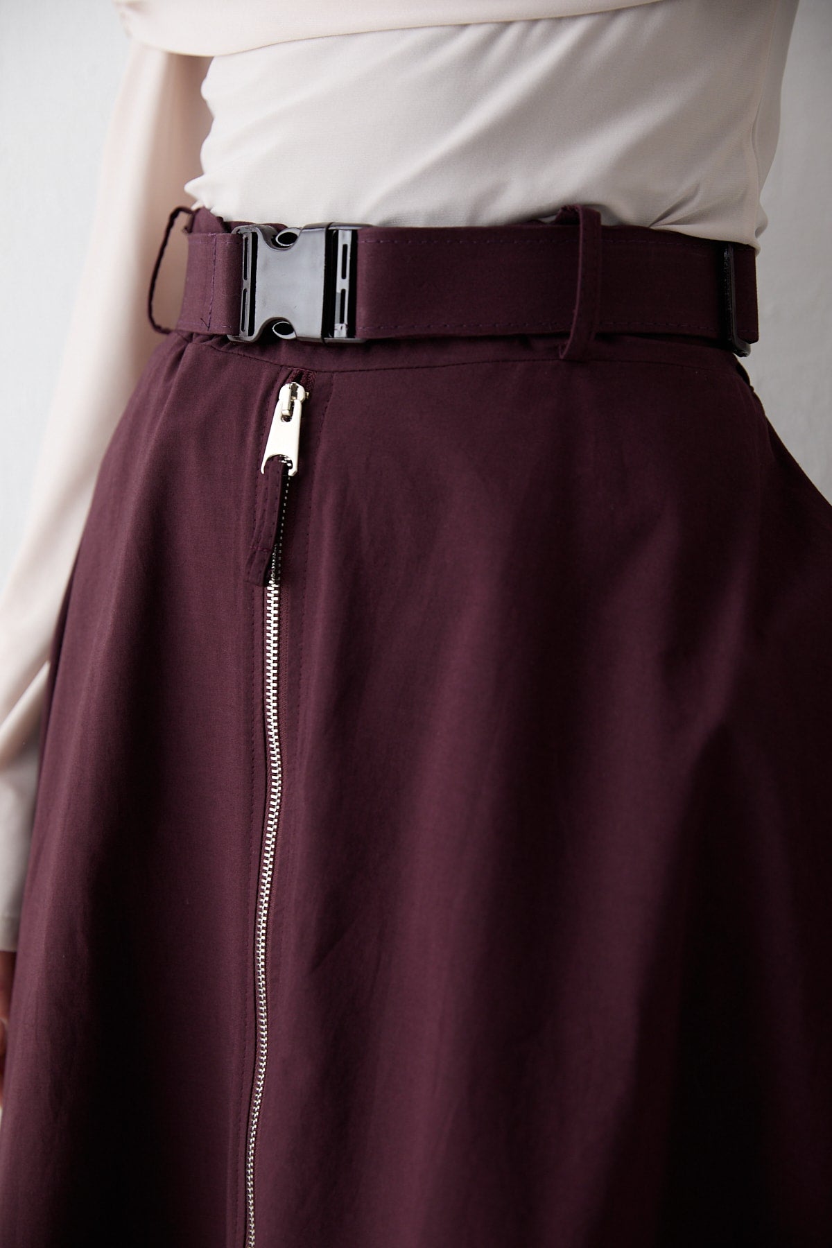 Fermuar Detaylı Poplin Etek 32-2714