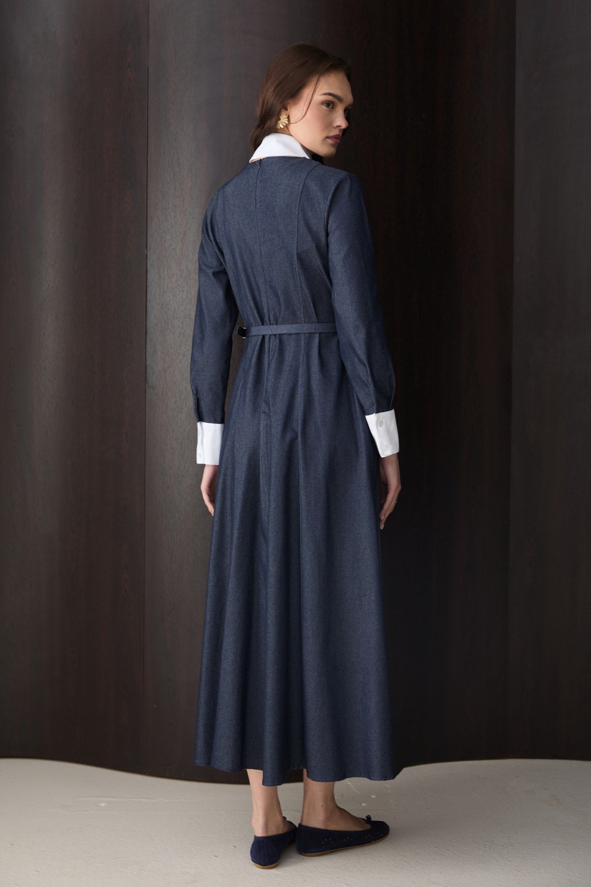 Yakada Detaylı Denim Elbise 32-2791