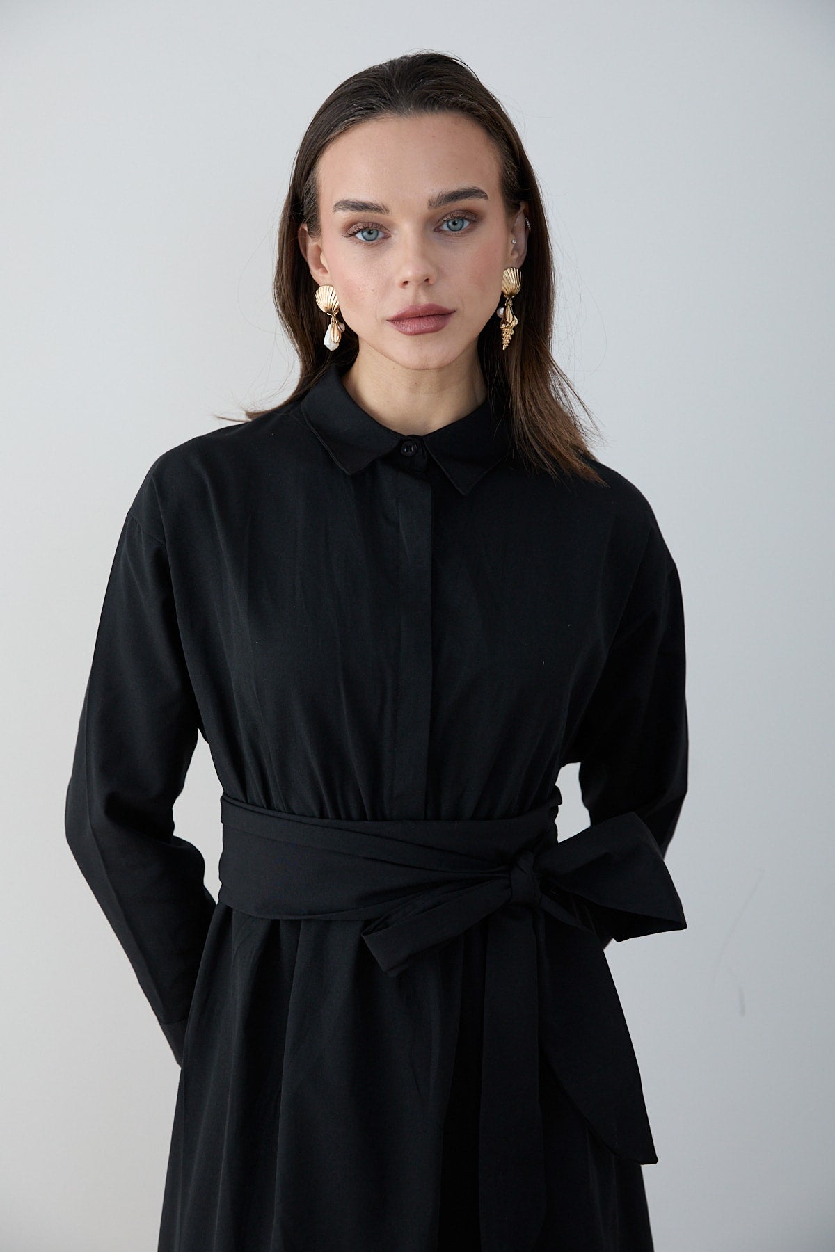 Kuşaklı Poplin Elbise 68-6302