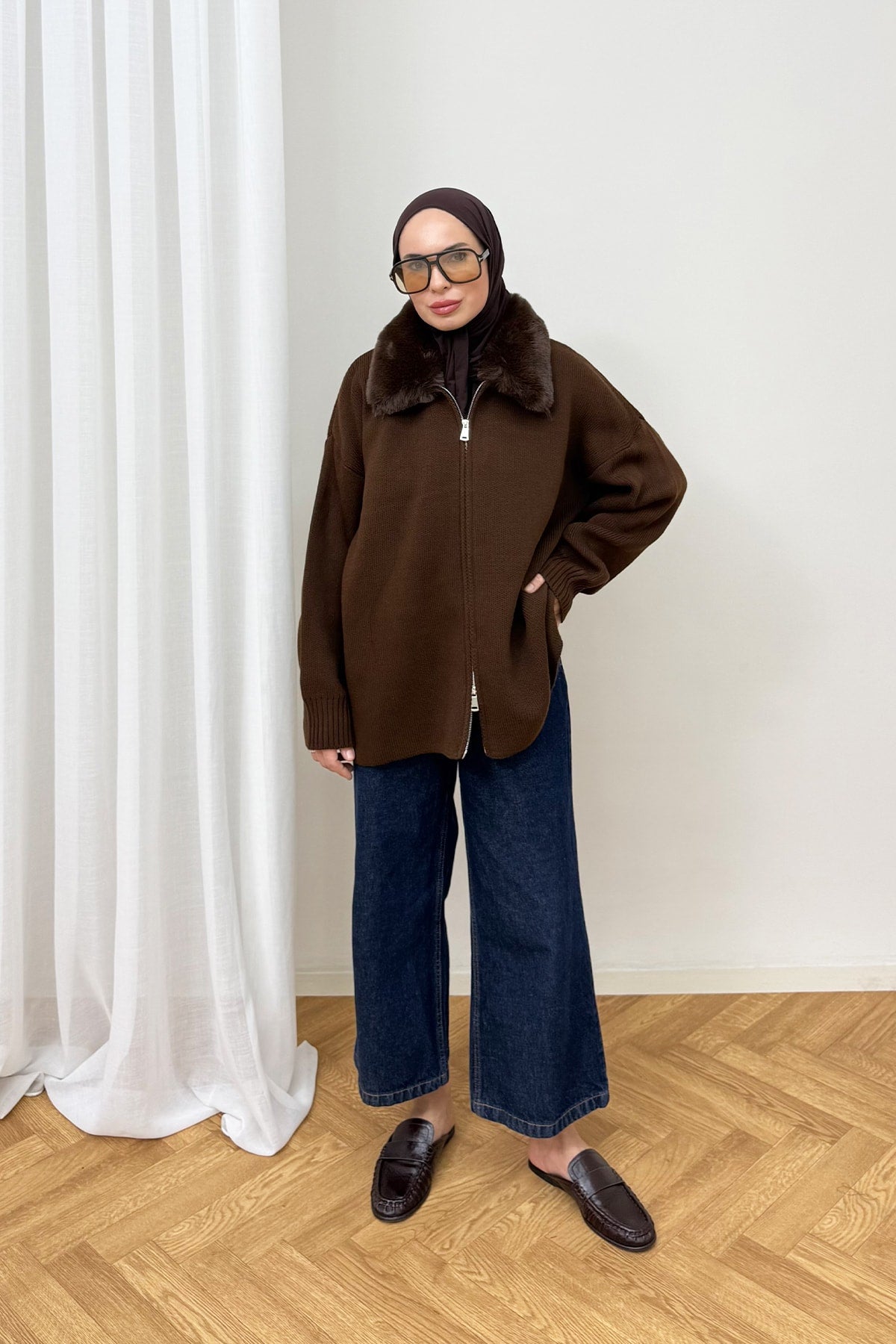 Kürk Yaka Triko Hırka 87-26248