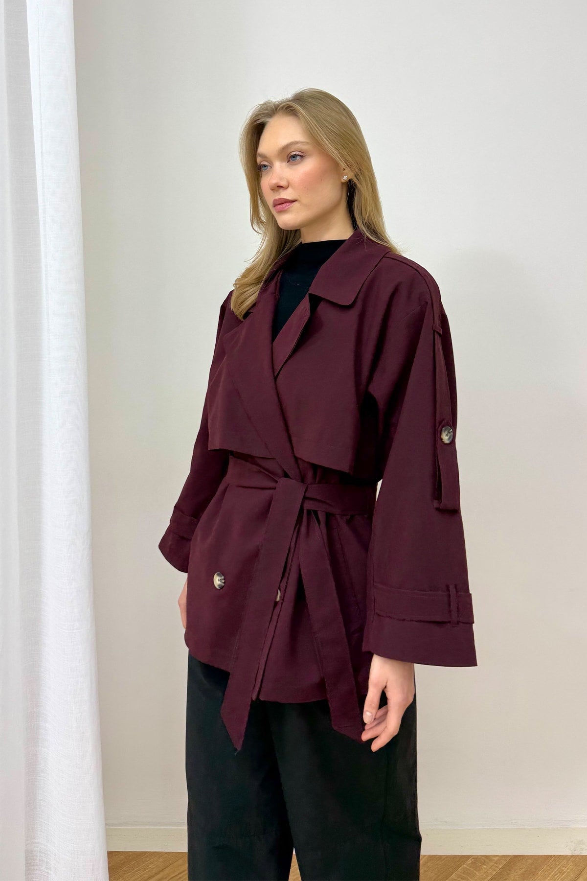 Oversize Kısa Trench 90-3010