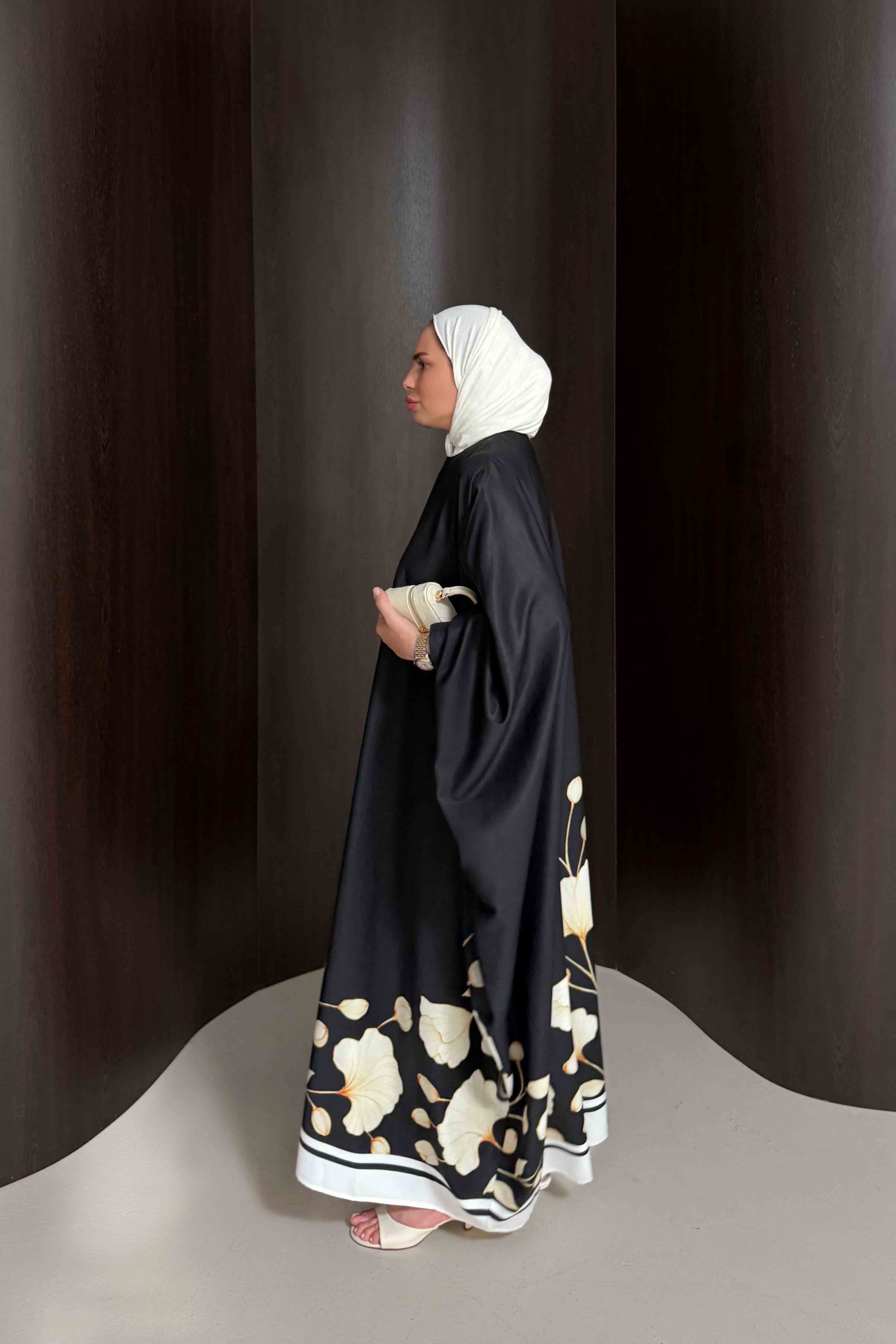 Çiçekli Kaftan Elbise 32-2938
