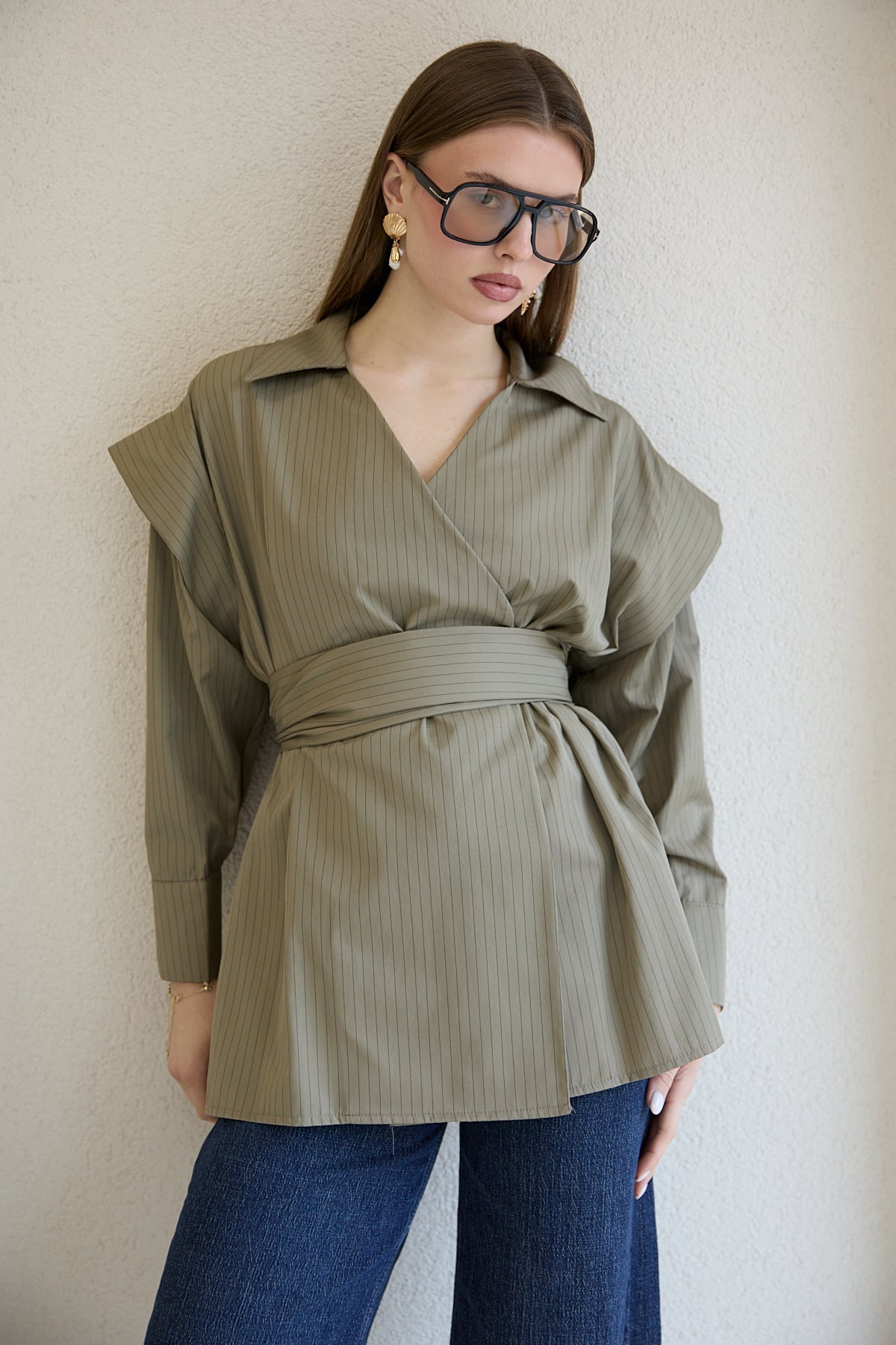Çizgili Poplin Gömlek 32-2761