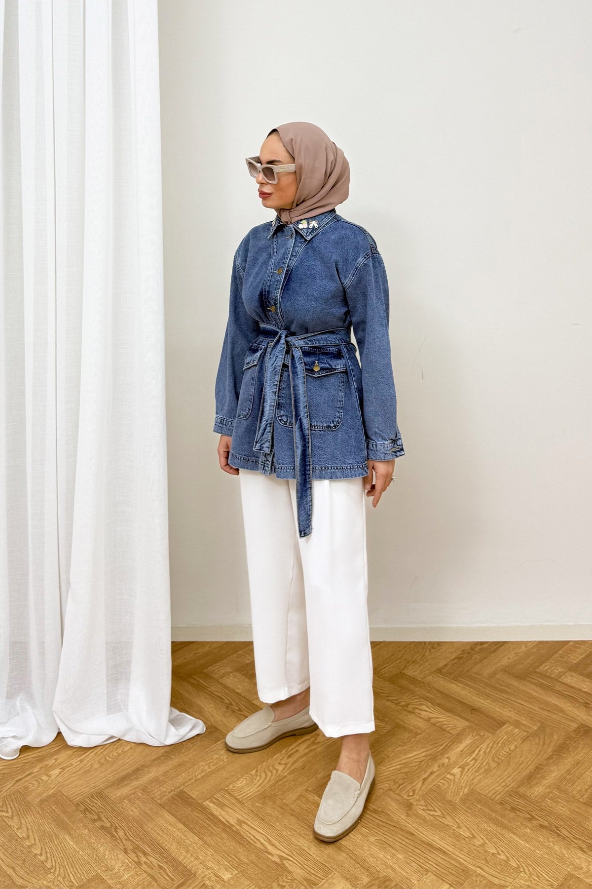 Aksesuarlı Denim Ceket 3-721