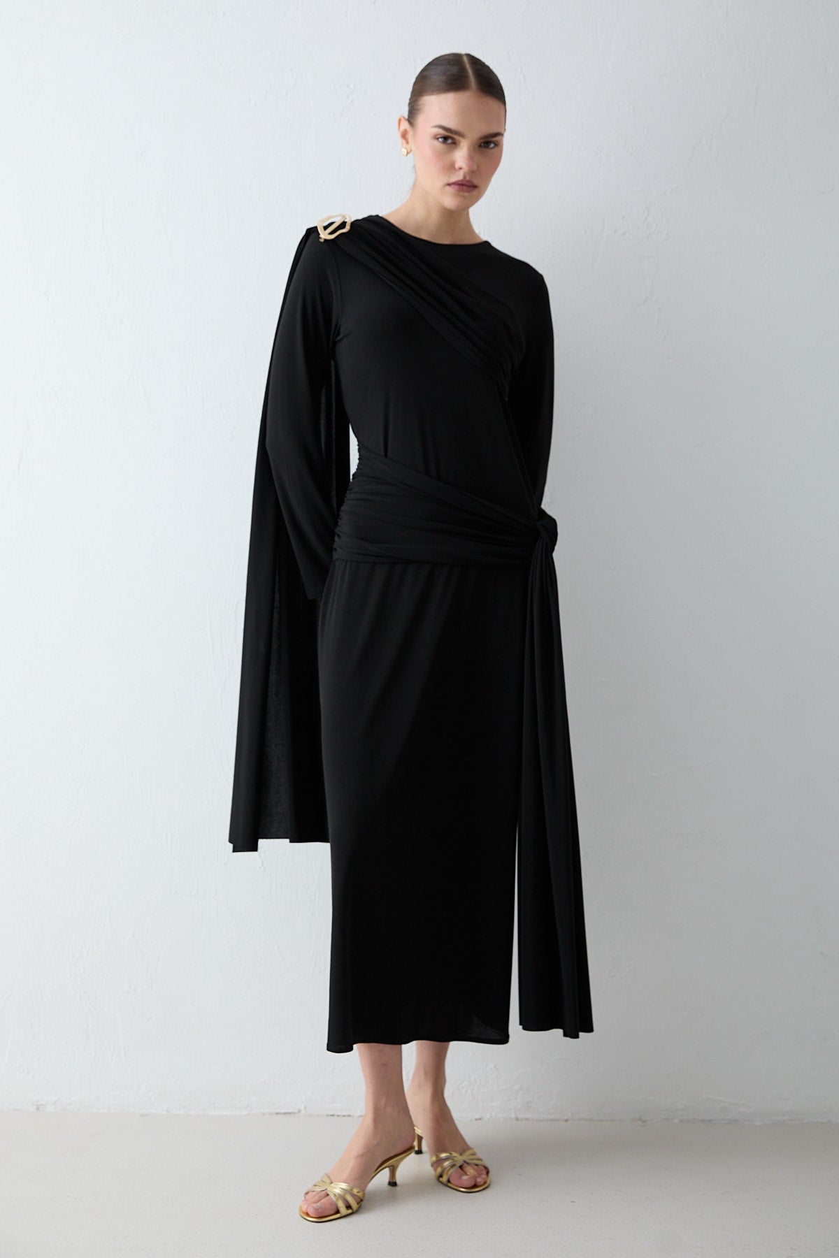 Likralı Bağlamalı Elbise 32-2663