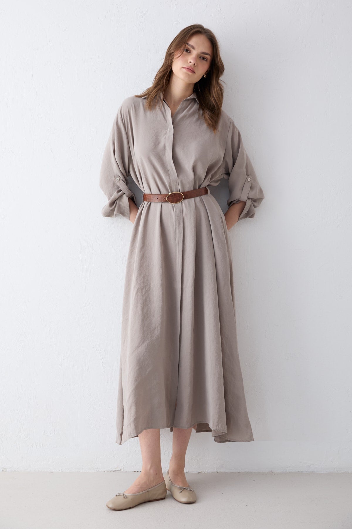 Kemerli Oversize Elbise 81-3270
