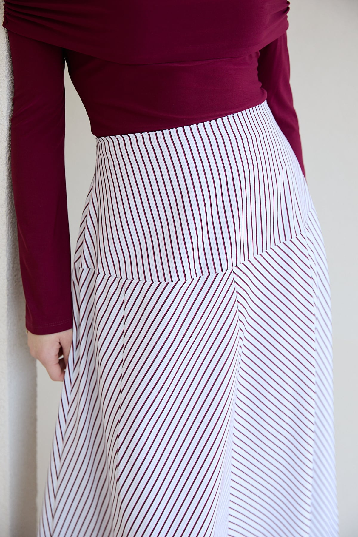 Çizgili Poplin Etek 32-2828
