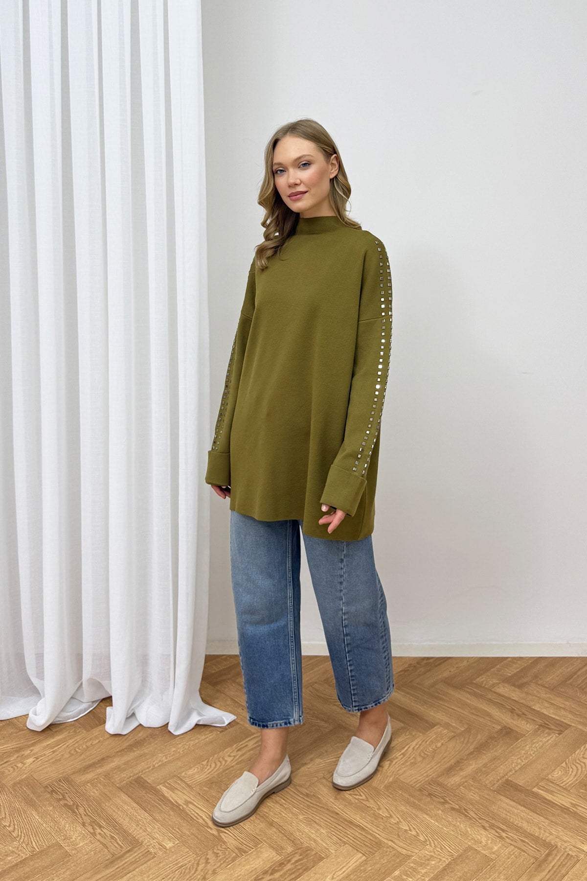 Aksesuarlı Triko Tunik 87-26150