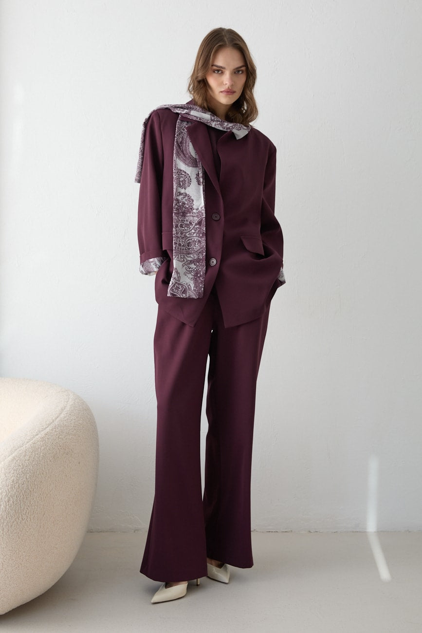 Desenli Fularlı Ceketli Takım 32-2654