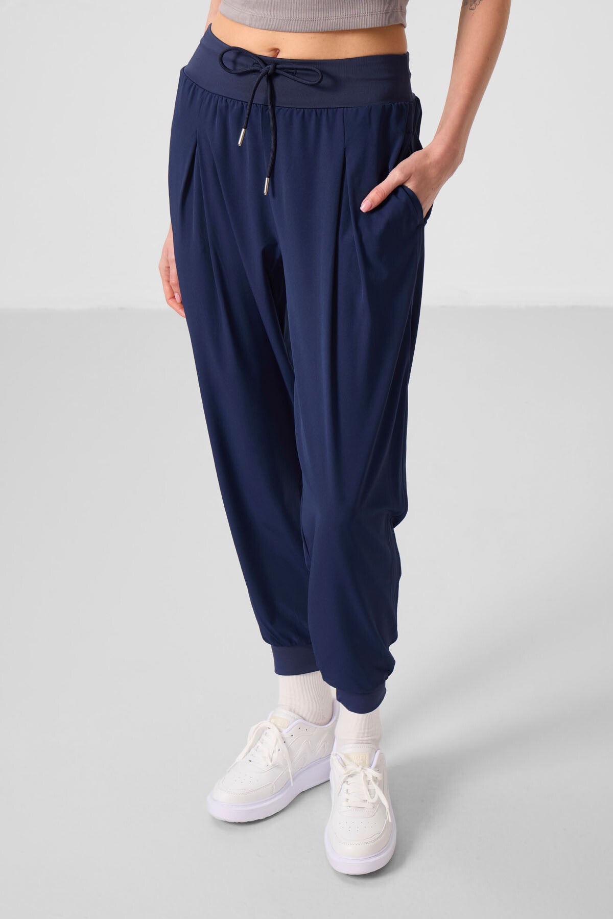 İndigo Cepli Standart Kalıp Kadın Yoga Pantolon - 94677