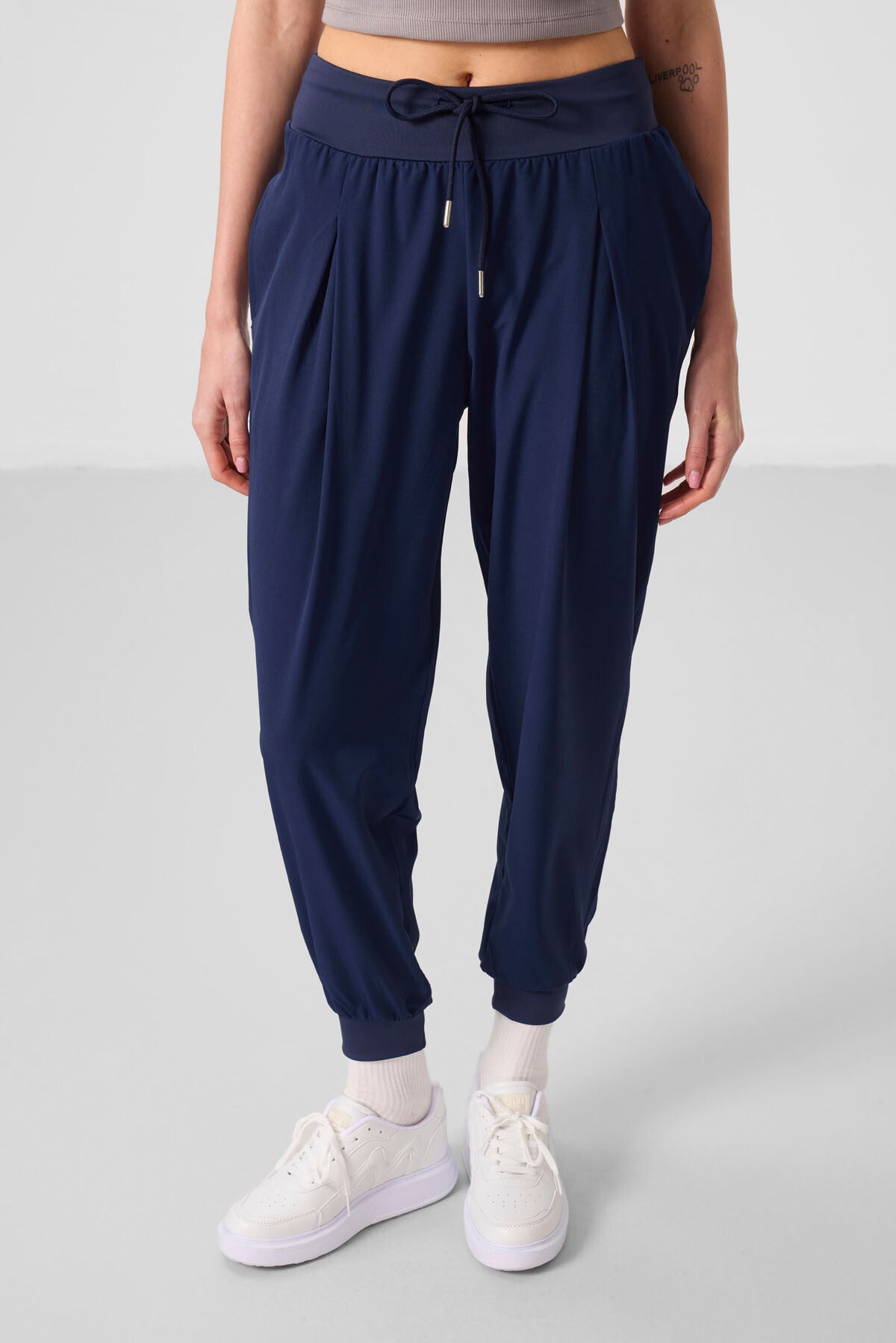 İndigo Cepli Standart Kalıp Kadın Yoga Pantolon - 94677