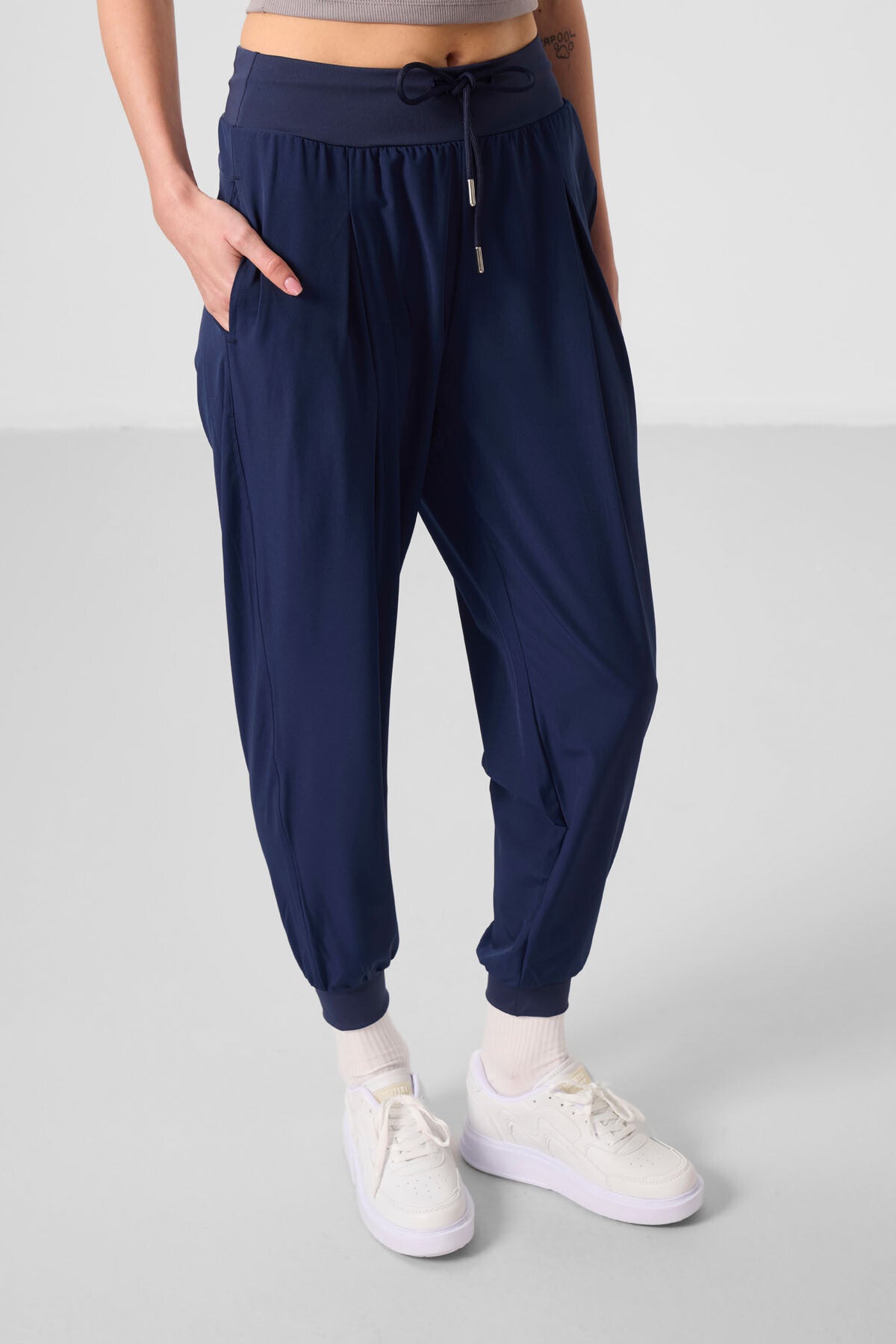 İndigo Cepli Standart Kalıp Kadın Yoga Pantolon - 94677