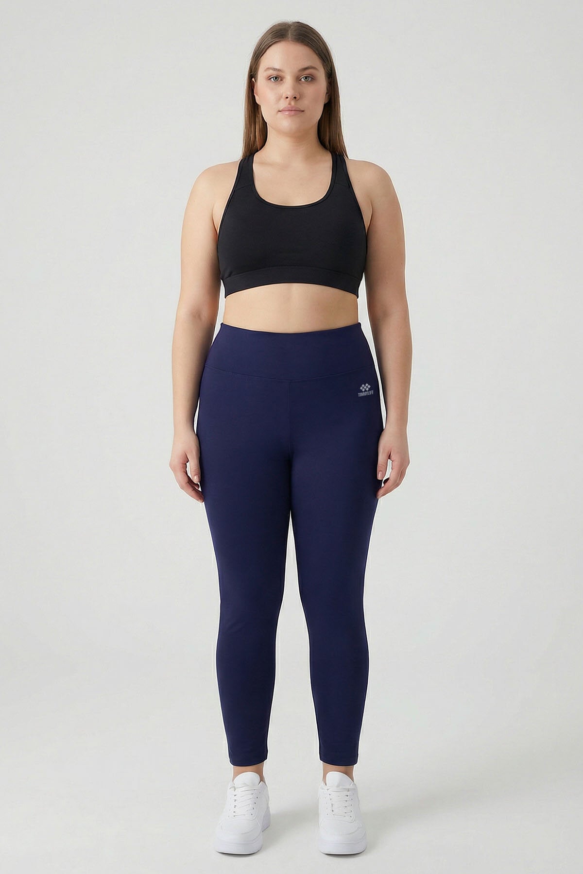 İndigo Yüksek Bel Toparlayıcı Battal Büyük Beden Kadın Tayt- 94650