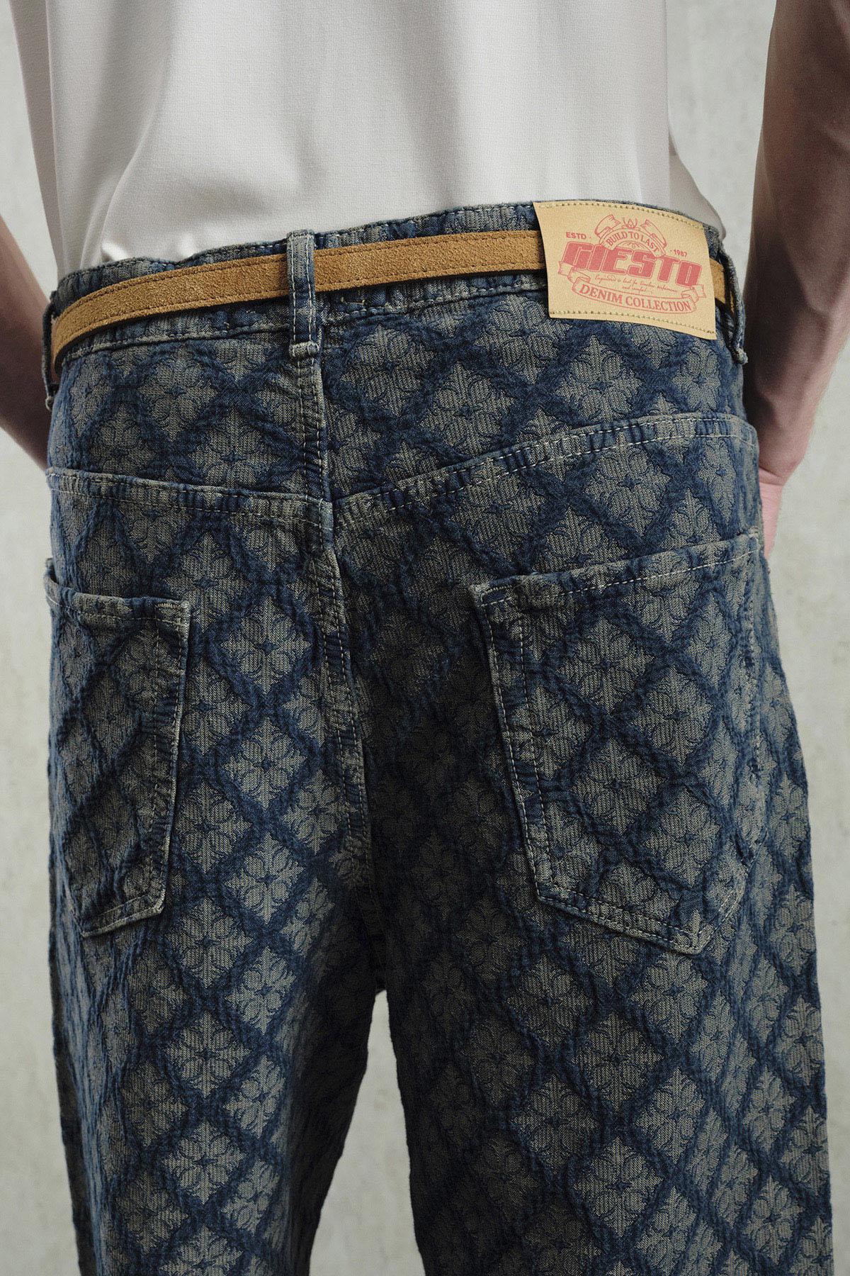 JAKAR DESENLİ LACİVERT JEAN