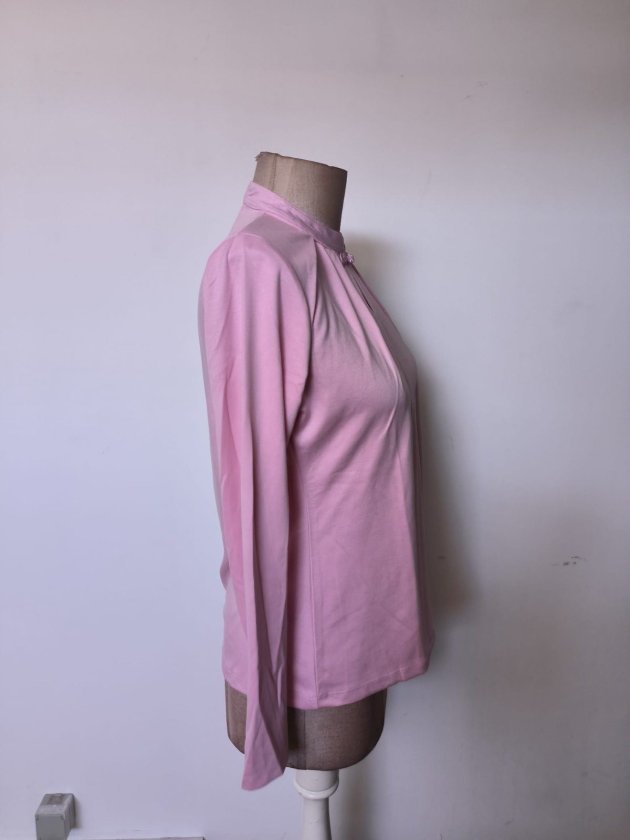 Kadın Uzun Kollu Hakim Yakalı çin Düğüm Detaylı Modal Bluz