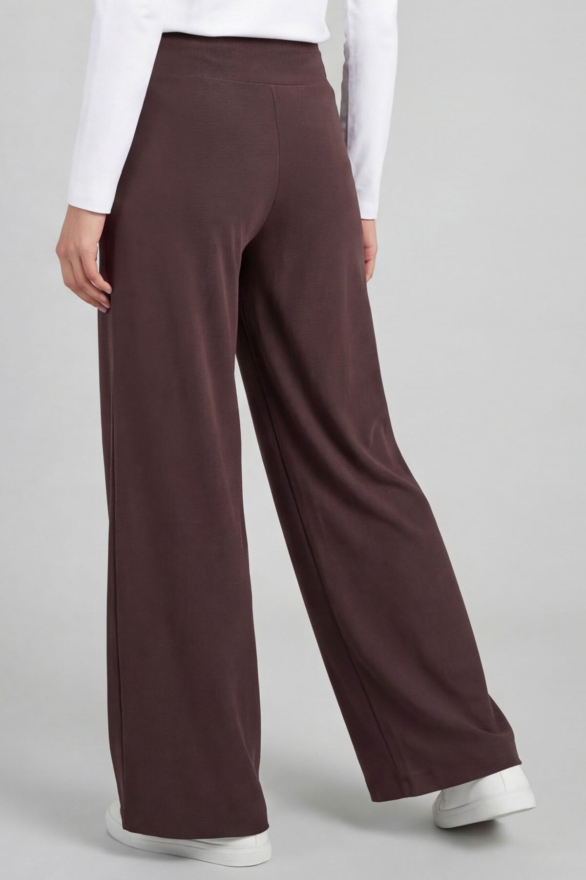 Kahverengi Comfort Fit Geniş Paça Korsajlı Palazzo Kadın Pantolon - 94681