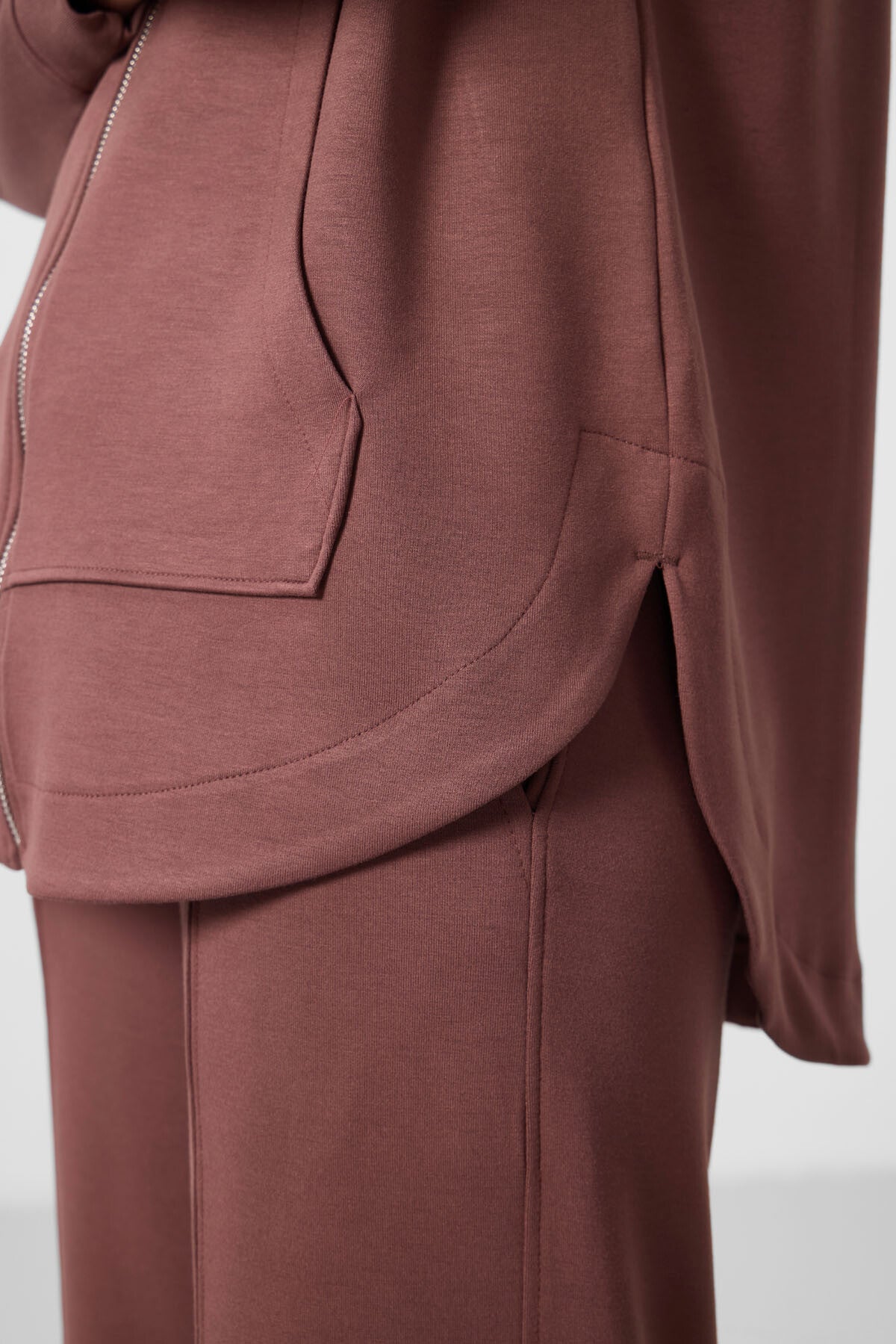 Kahverengi Yumuşak Dokulu Kapüşonlu Oversize Kadın Tunik Sweatshirt - 97302