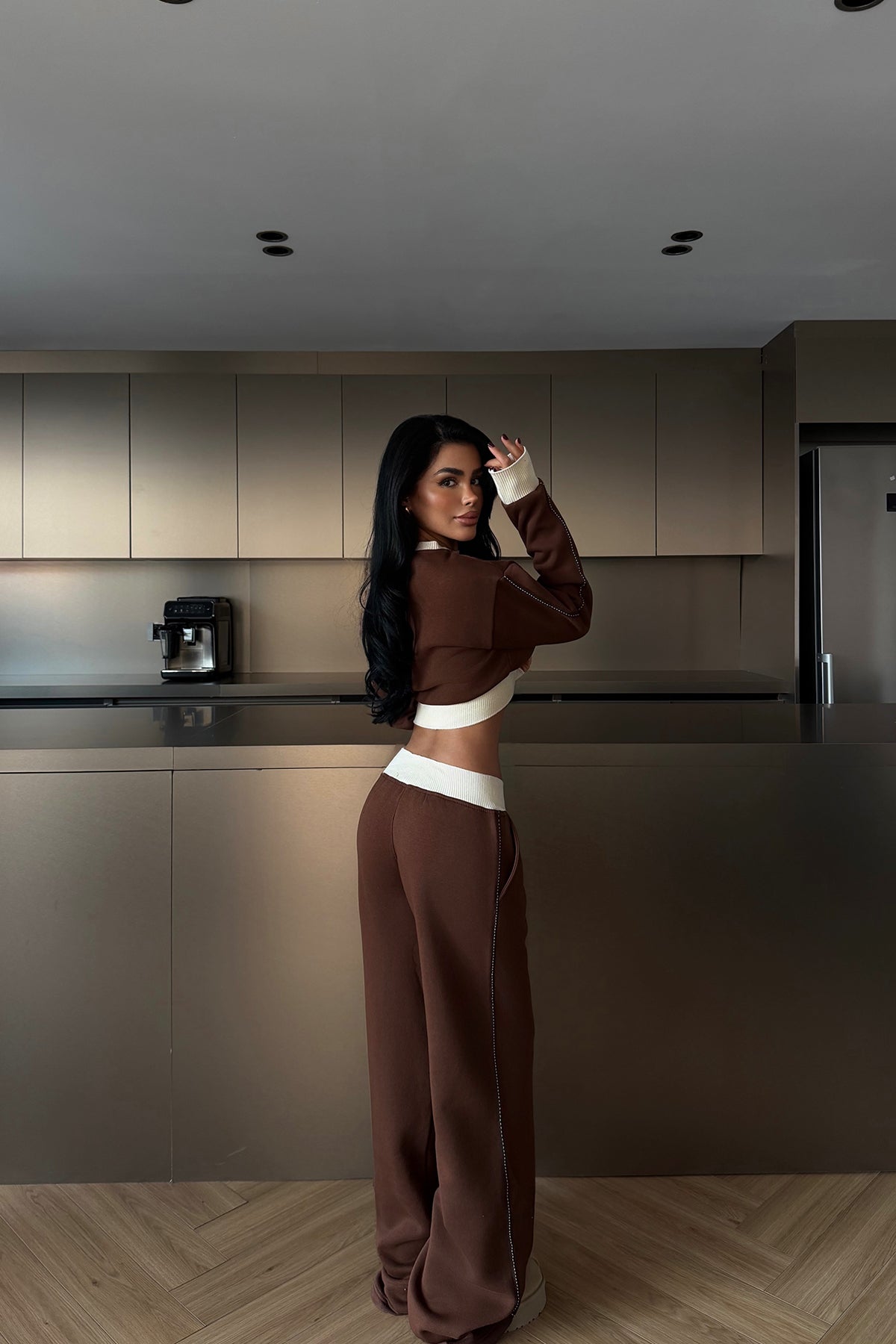 Kahverengi Quill Eşofman Takımı ATE-4081