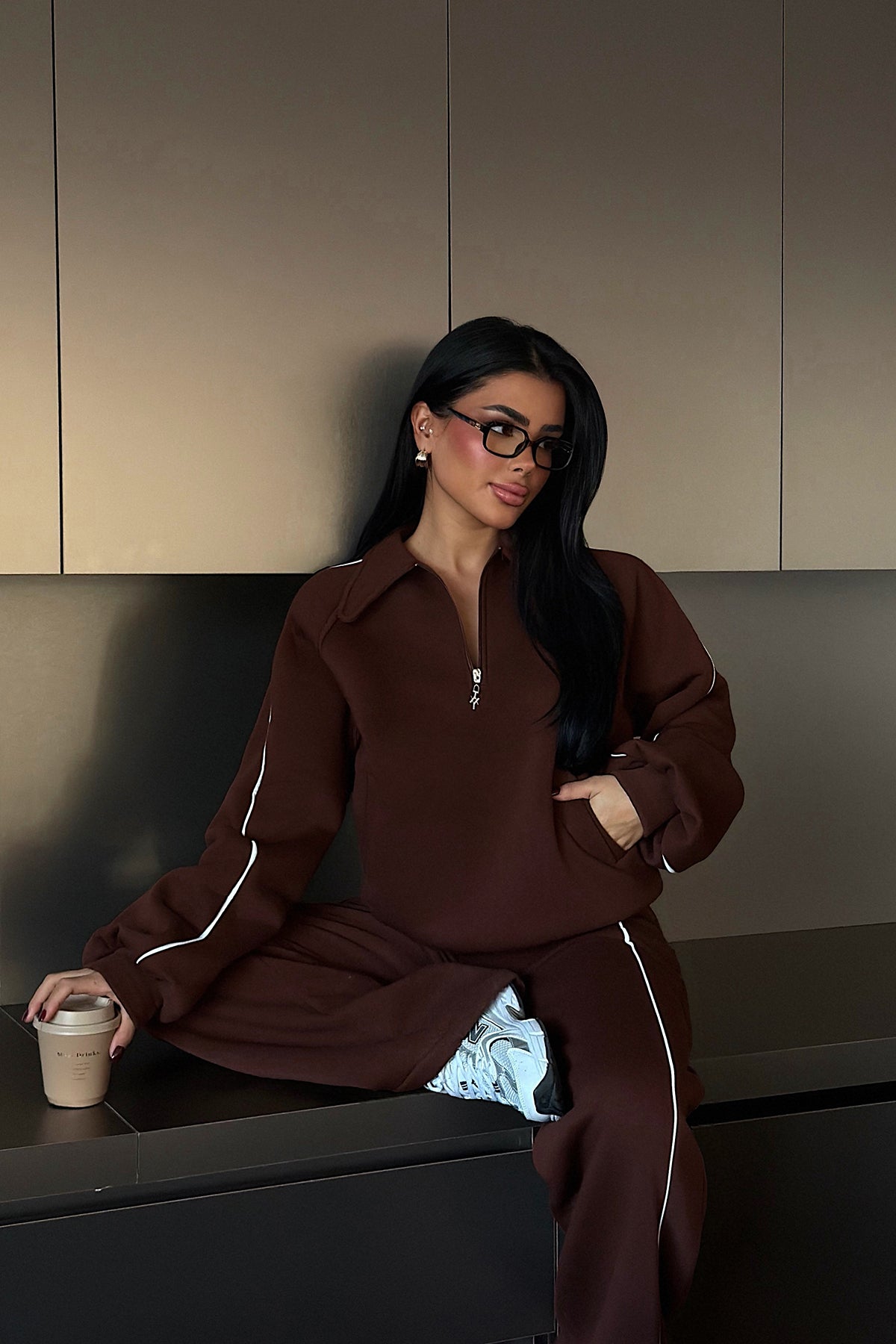 Kahverengi Selita Eşofman Takım ATE-3830