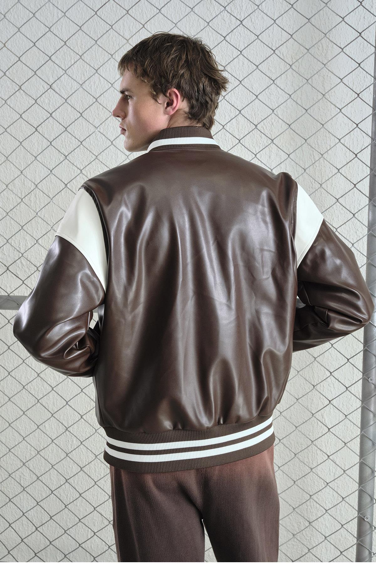 KAHVERENGİ DERİ KOLEJ CEKET