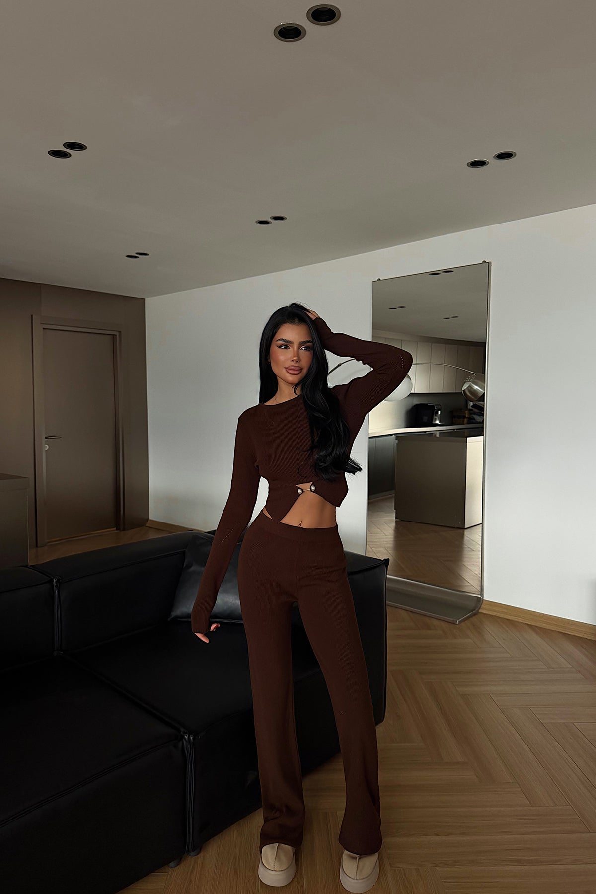 Kahverengi Octavia Triko Takım ATE-4439