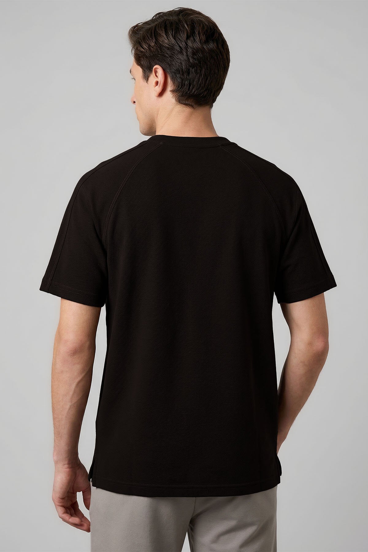 Kahverengi Rahat Form Esnek Nefes Alabilir Erkek T-Shirt - 88495