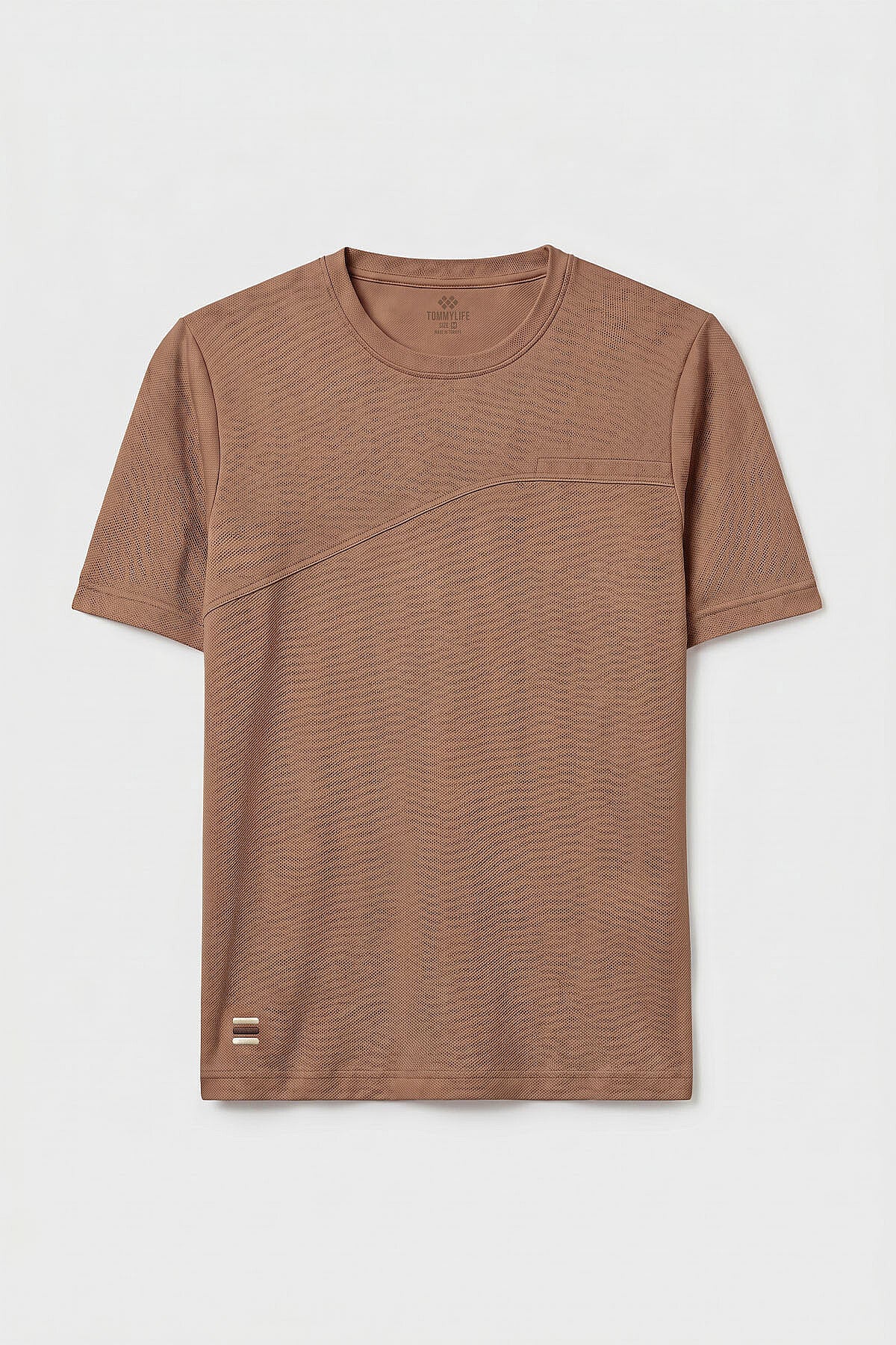 Kahverengi Rahat Form Yüzeyi Dokulu Ön Dikiş Detaylı Erkek T-Shirt - 88437