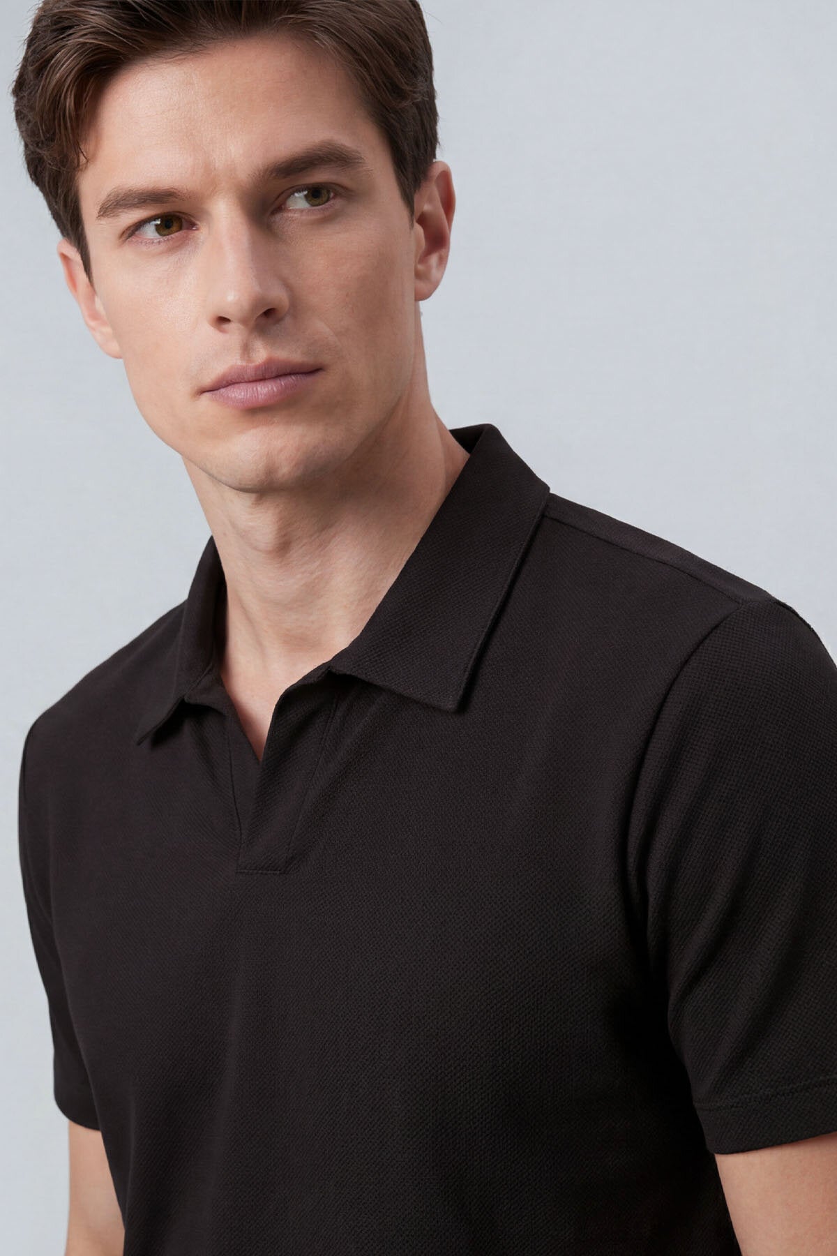 Kahverengi Rahat Form Yumuşak Dokulu Polo Yaka Erkek T-Shirt - 88496