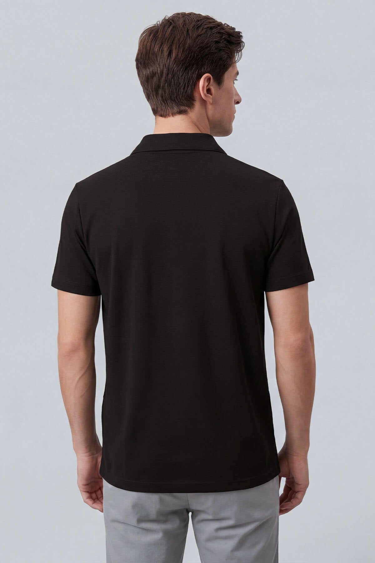 Kahverengi Rahat Form Yumuşak Dokulu Polo Yaka Erkek T-Shirt - 88496