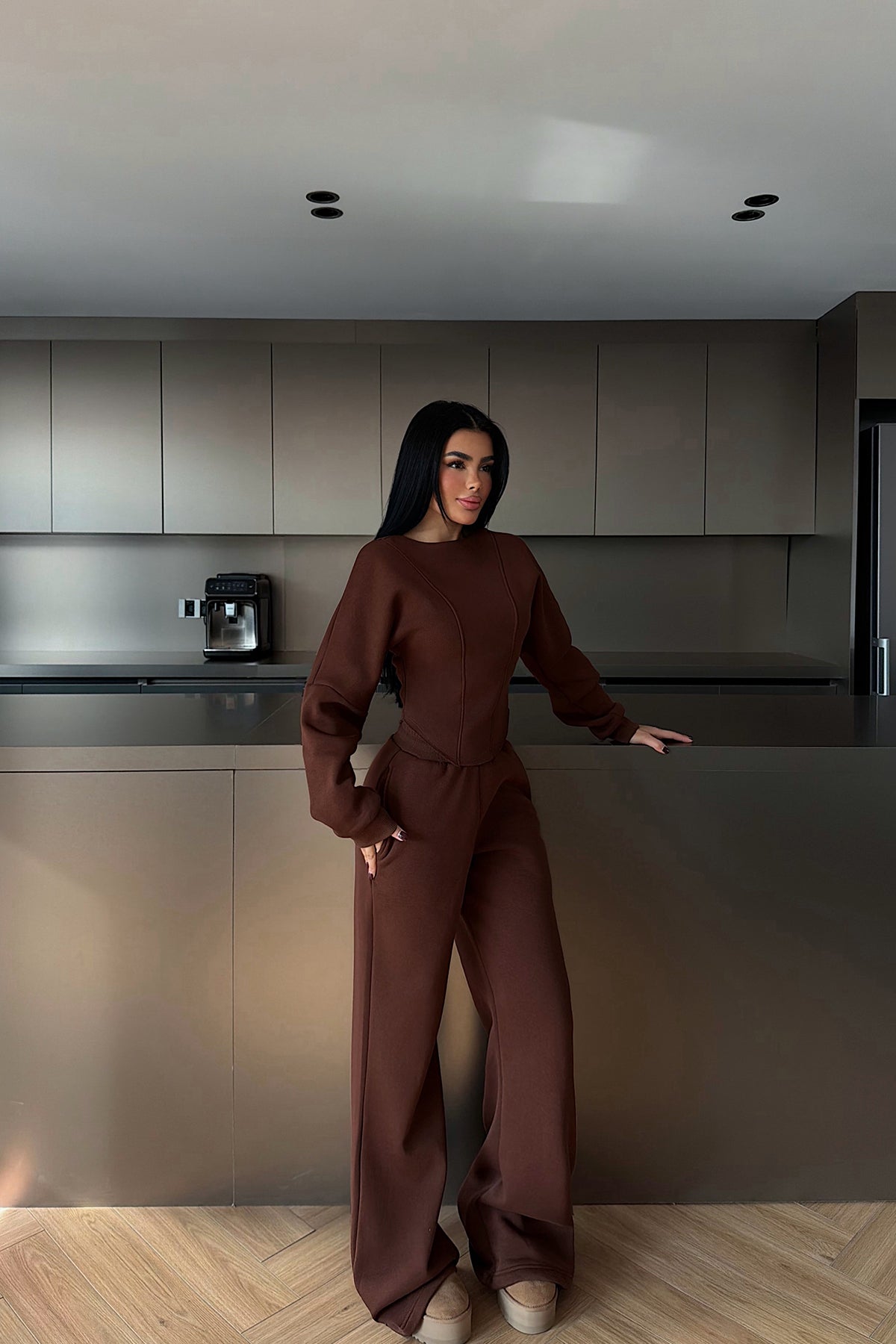 Kahverengi Oska Eşofman Takımı ATE-4106