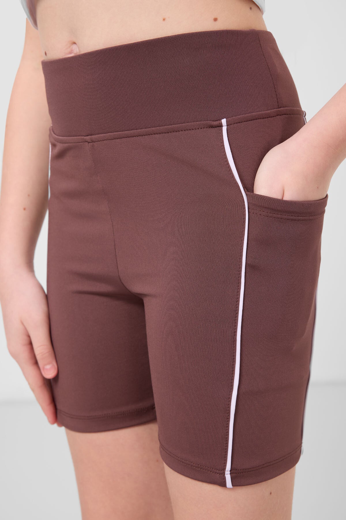 Kahverengi Esnek Standart Fit Basic Performans Kız Çocuk Tayt - 75189