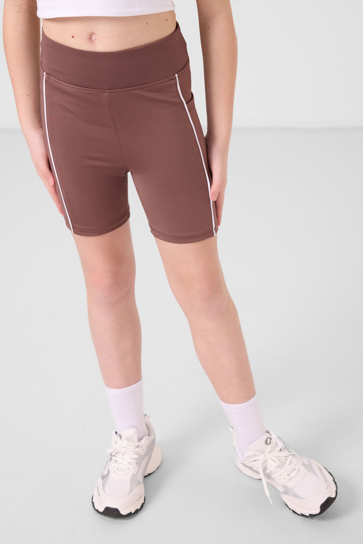 Kahverengi Esnek Standart Fit Basic Performans Kız Çocuk Tayt - 75189