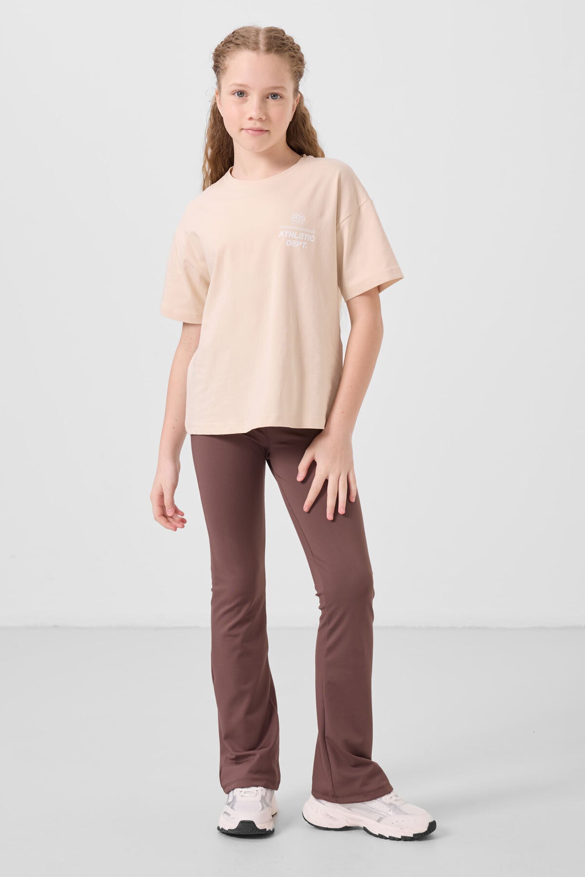 Kahverengi Esnek Standart Fit Basic Performans İspanyol Paça Kız Çocuk Tayt - 75193