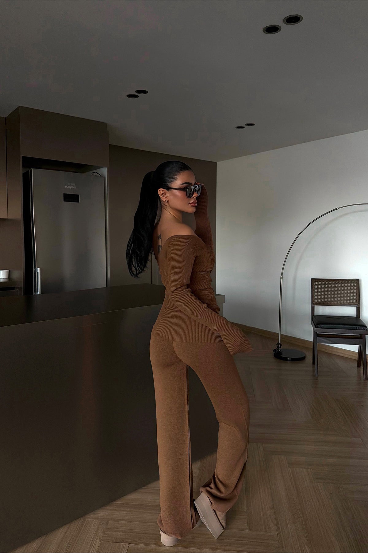 Kahverengi Bowie Triko Takım ATE-4272