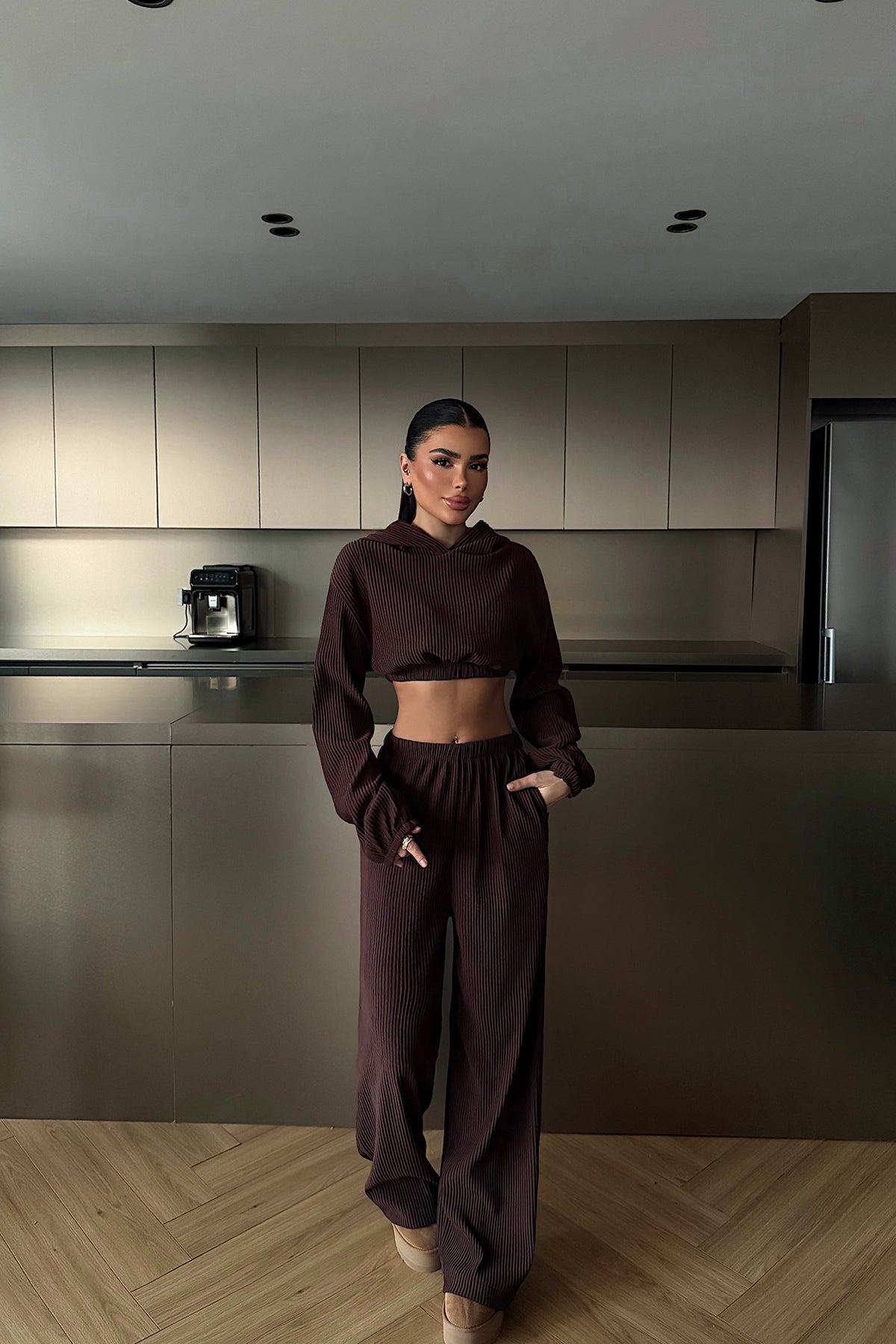 Kahverengi Dixie Kapüşonlu Alt Üst Takım ATE-2770