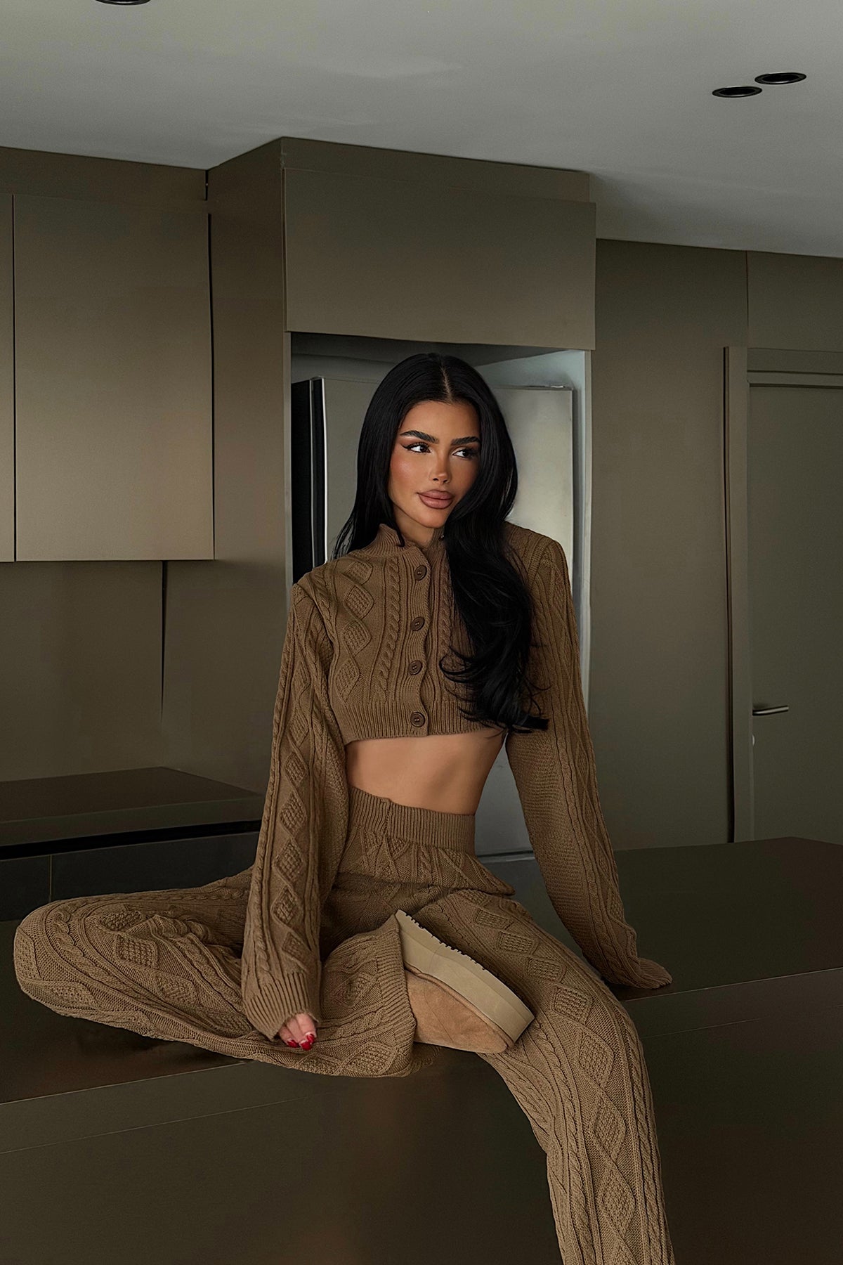 Kahverengi Mangan Triko Takım ATE-4406