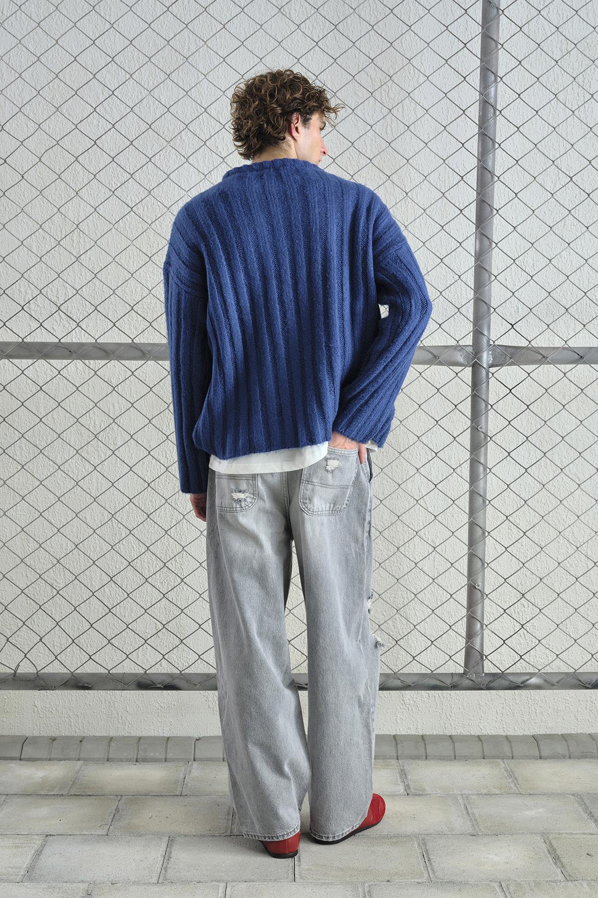 KALIN FİTİLLİ YÜNLÜ LACİVERT KAZAK