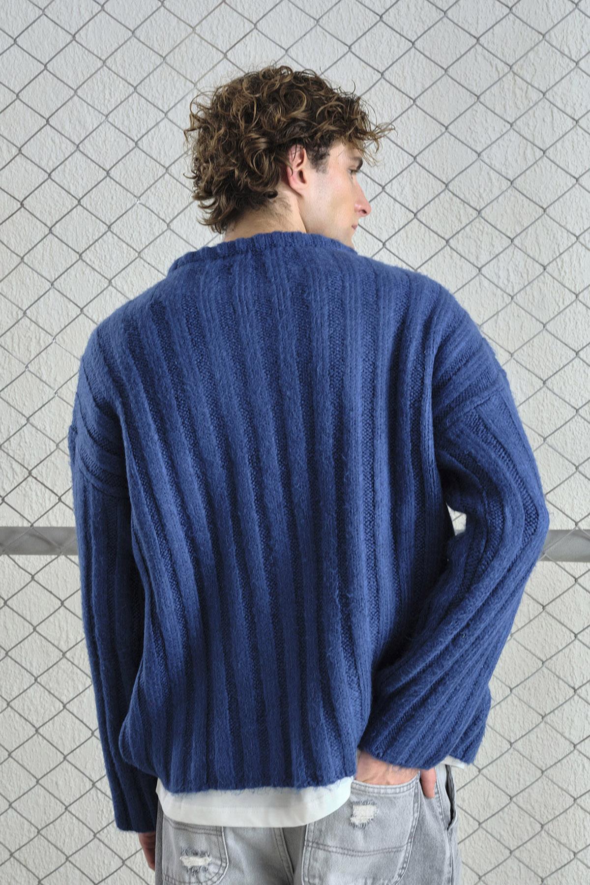 KALIN FİTİLLİ YÜNLÜ LACİVERT KAZAK