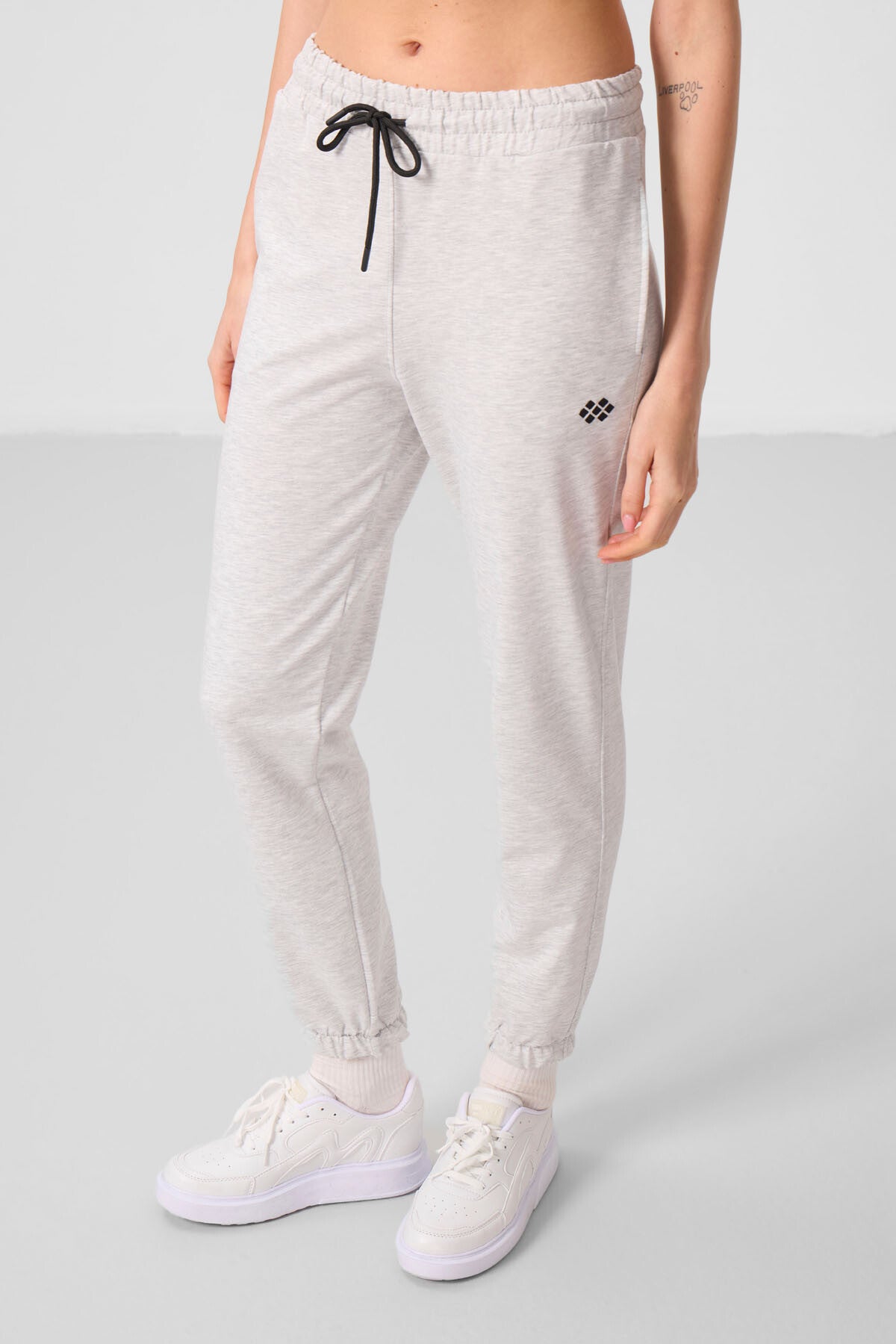 Kar Melanj Dik Yaka Fermuarlı Rahat Form Kadın Eşofman Tunik Takım - 95345