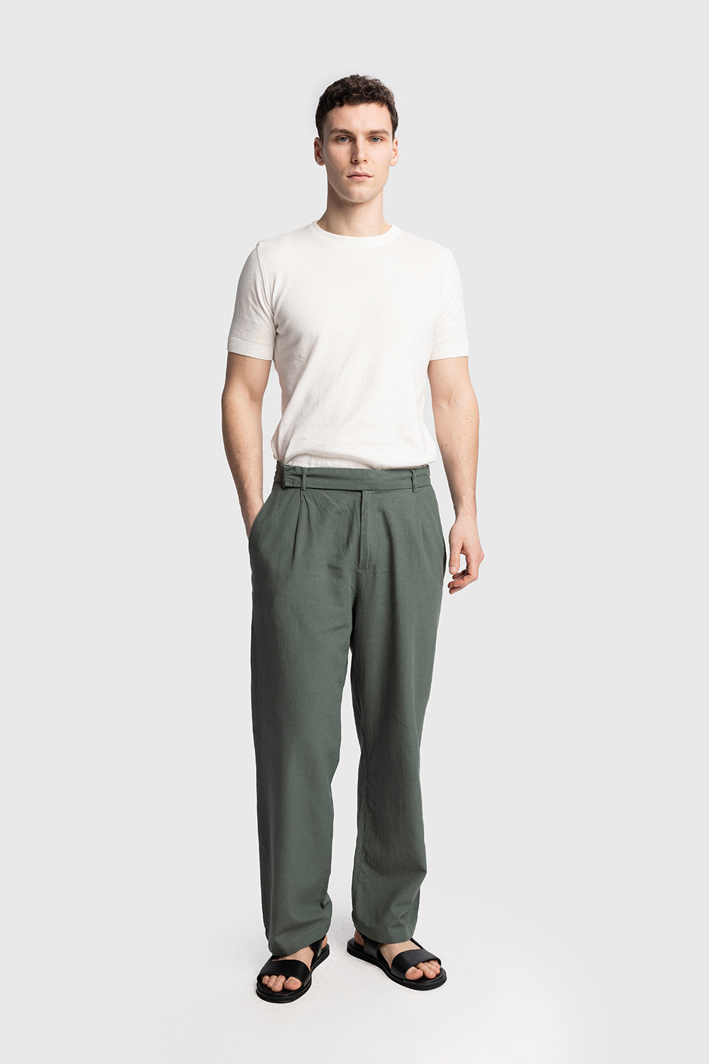 KEMER DETAYLI KETEN PANTOLON