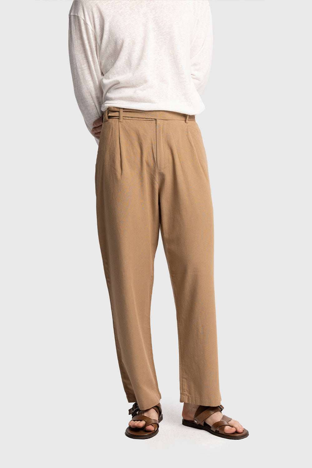 KEMER DETAYLI KETEN PANTOLON