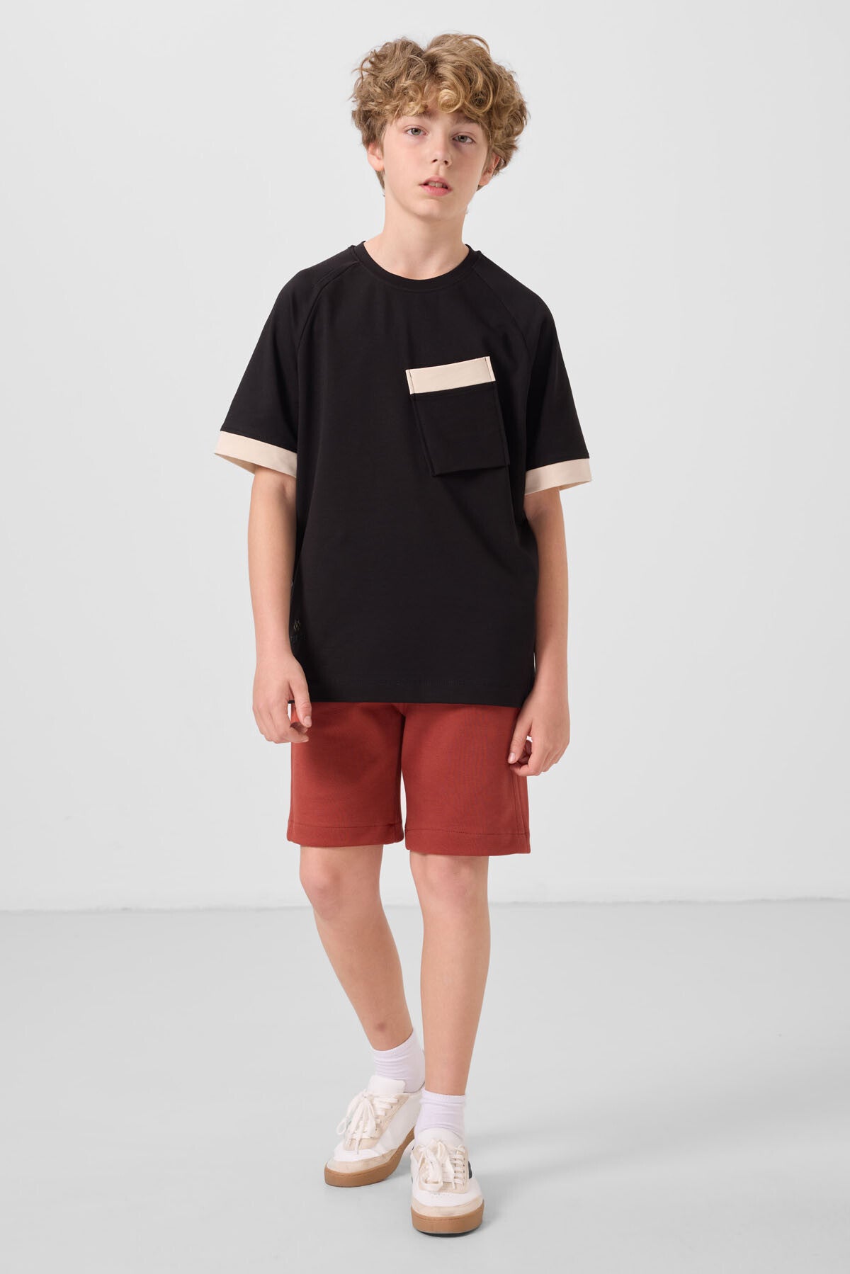 Kiremit Pamuklu Yumuşak Dokulu Standart Fit Basic Erkek Çocuk Şort - 11293