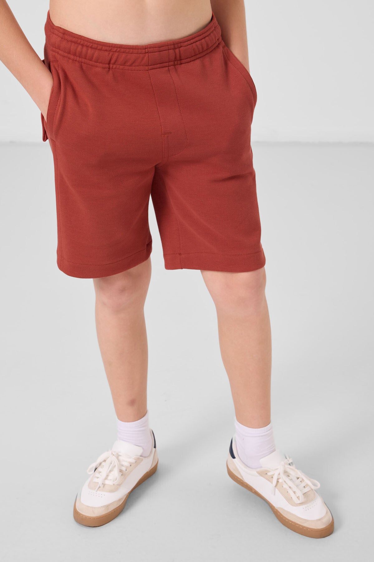 Kiremit Pamuklu Yumuşak Dokulu Standart Fit Basic Erkek Çocuk Şort - 11293
