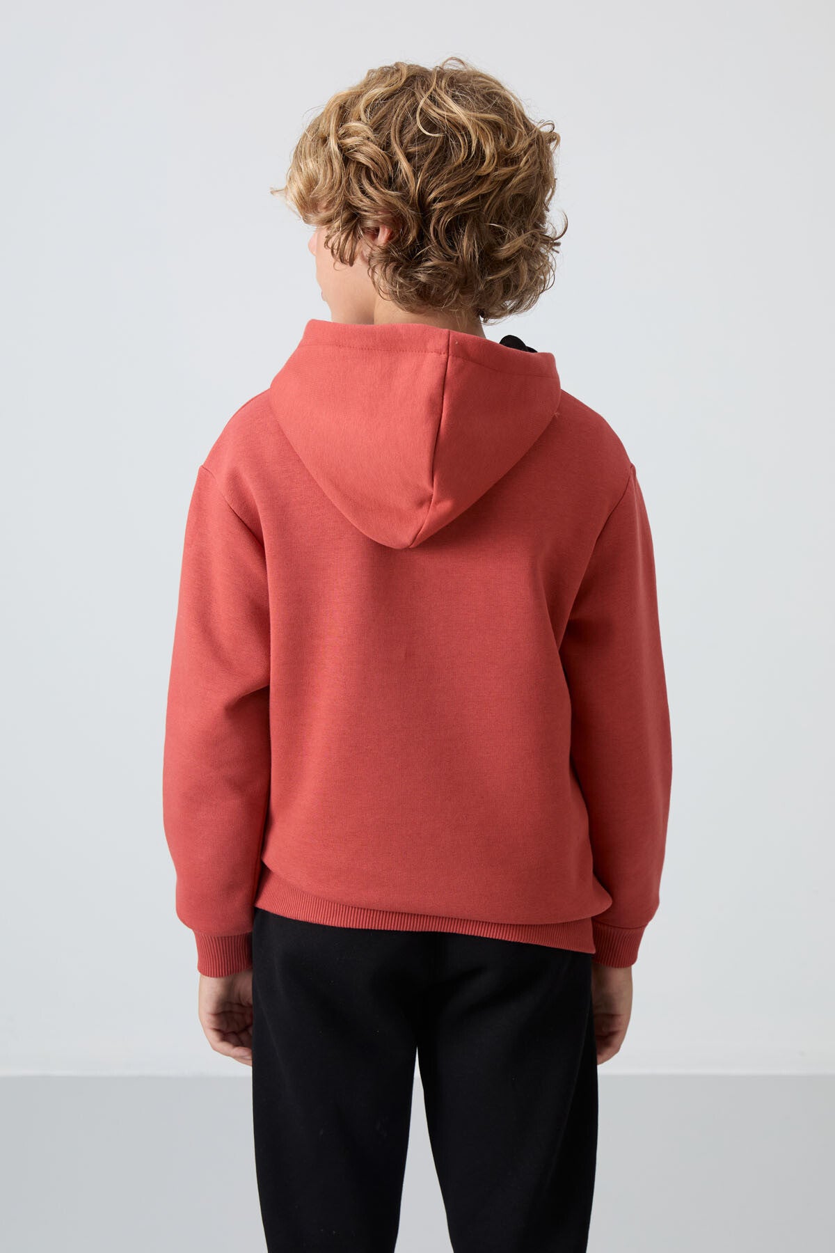 Kiremit Pamuklu Kalın İçi Tüylü Yumuşak Dokulu Standart Fit Baskılı Erkek Çocuk Sweatshirt - 11239