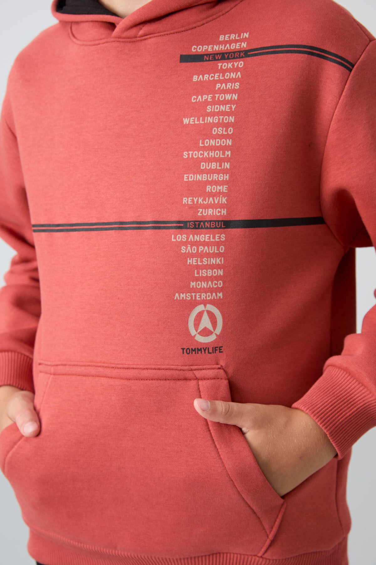 Kiremit Pamuklu Kalın İçi Tüylü Yumuşak Dokulu Standart Fit Baskılı Erkek Çocuk Sweatshirt - 11239