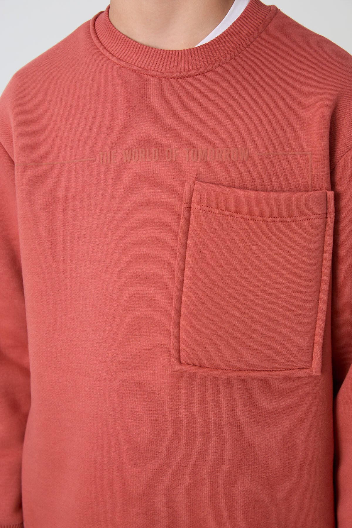 Kiremit-Siyah Pamuklu Kalın İçi Tüylü Standart Fit Baskılı Erkek Çocuk Eşofman Takım - 11257